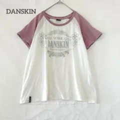 【ダンスキン】半袖Tシャツ ラグランプリント バイカラー 白 ピンク XLのサムネイル