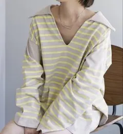 mystic ボーダースリットTシャツ ボーダーシャツ