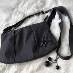 アニエスベー　ドット柄ナイロンショルダーバッグ　ブラック　軽量　サコッシュ