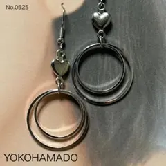 [No.0525]ダブルリングのピアス 銀色