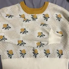 w closet 花柄刺繍 長袖ニット