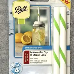 【新品】Ball Mason Jar Sip & Straw Lids 4本入り