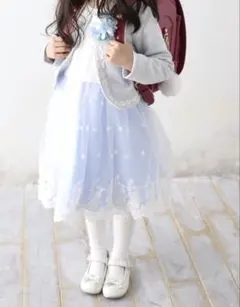 【早い者勝ち】水色ジャケット付きフォーマルワンピース130サイズ　パニエ付き