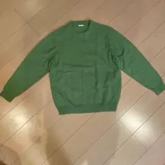 グリーン クルーネック ニットセーター