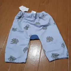 くま柄青パンツ（耳付きデザイン）80cm