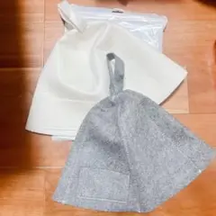 サウナハット フェルト 白 グレー 2色セット サウナキャップ フリーサイズ