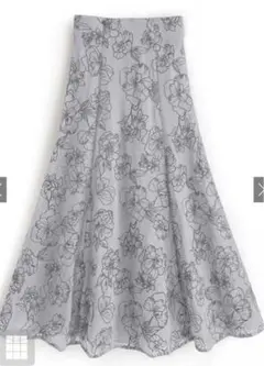 花柄刺繍フレアスカート［tu441］ブルー　s