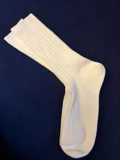ホワイトリブ編みクルーソックス　無印良品