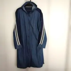 デニムブルー フード付きロングコート