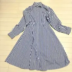 ポロラルフローレン　ストライプ　シャツワンピース　ロゴ　ブルー　ワンピース