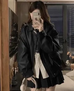 黒 合成皮革ジャケットのサムネイル
