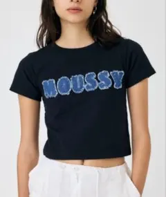 MOUSSY 黒 クロップドTシャツ