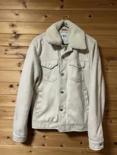 ZARA ホワイト ボア付きジャケット S