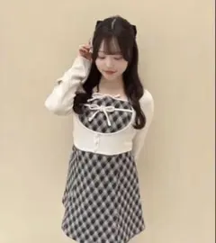 専用 evelyn チェックセット OP 長袖のサムネイル