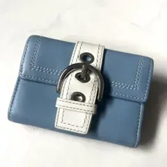希少✨COACH レガシー　ターンロック　がま口　二つ折り財布　ターコイズブルー 希少✨COACH レガシー ターンロック がま口 二つ折り財布 ターコイズ