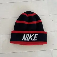 [00s] NIKE ストライプ ニット帽 黒・赤