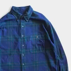 90s LANDS' END ランズエンド チェック 長袖 フランネルシャツ