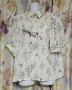 【新品】花柄ボウタイリボンブラウス◆Lのサムネイル