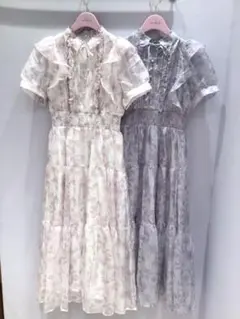 evelyn エブリン ラメフリル花柄ワンピース ピンク