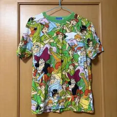 ディズニー Tシャツ 公式 総柄 ピーターパン S 緑