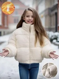 キッズふわふわホワイトジャケット ショート丈 SHEIN 130cm 新品未使用