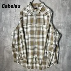 T-2500 Cabela's ウエスタン ネルシャツ チェック柄 ベージュXL