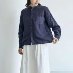 人気品✨中川政七商店 綿麻ガーゼの休日シャツ 定価1.7万 ネイビー 長袖のサムネイル