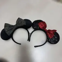 スパンコール　ミニー　リボン カチューシャセット