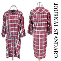 JOURNAL STANDARD チェック柄シャツワンピース 赤【acf002】