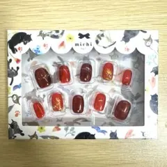 ネイルチップ ゴールドのミラーフラワーネイル