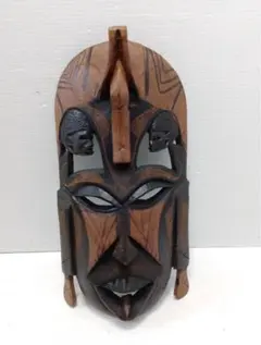 一点物】パプアニューギニア 木彫り 戦士像 50cm オブジェ 盾 槍