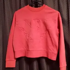 Emporio Armani 赤 エンボスロゴ トレーナー XS