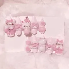 ♥現品♥ 平成女児 地雷系 量産型 萌 ネイルチップ ロングネイル ねこ ピンク