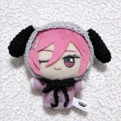 ちびぐるみ ぬい服 たれ耳 うさぎ ボンネット ラメパープル 編み物