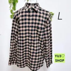 ジーユー・L メンズ 長袖シャツ フランネル コットン100%