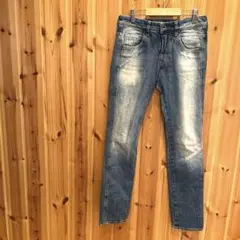 【D.M.G】デニム　ジーンズ　ダメージ加工　ブルー系　小さいサイズ　日本製