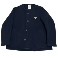 DANTON ウールモッサ　ノーカラーフリースジャケット　ネイビー　36