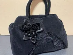 ブラックフォーマルバッグ レース花飾り付き　オマケ袋付き。