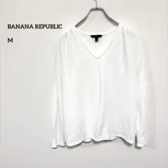 BANANA REPUBLIC Vネック長袖Tシャツ Mサイズ ホワイトe116のサムネイル
