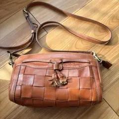 Dakota ダコタ ショルダー バッグ レザー 編み込み　ブラウン
