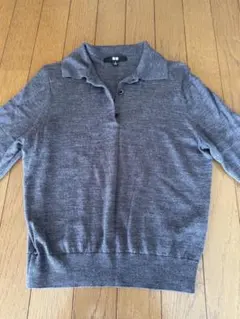 ユニクロ メリノポロセーター(S)長袖チャコールグレー