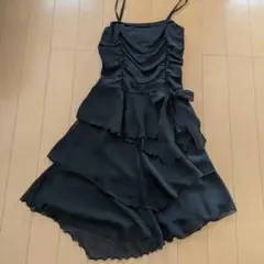 黒 シフォン フリルドレス　スパンコール付きストールもお付けします