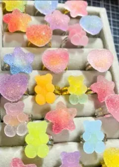 シュガーパウダーがついたプルプルグミ風リング ハンドメイド