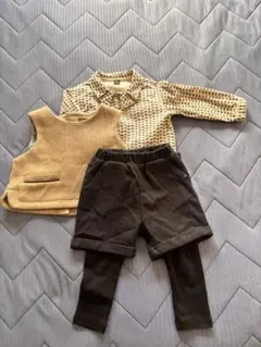 moimoln フォーマルドット柄シャツ ベスト ショートパンツ 3点セット