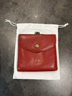 イルビゾンテIL BISONTE がま口 二つ折り財布 レザー レッド 本革
