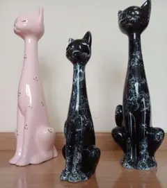 黒猫 陶器製 置物 4体セット フィギュア Demain - メルカリ