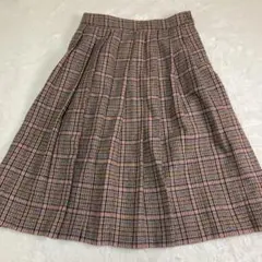 BEAMS BOY チェック柄　格子柄　フレアスカート　ミモレ丈　サイズL相当