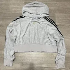 adidas originals ショート丈 ベロアパーカー