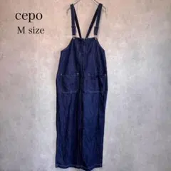 cepo デニムオーバーオール インディゴ サロペット ゆったり フロントジップ