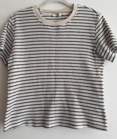 白黒ストライプ半袖Tシャツ